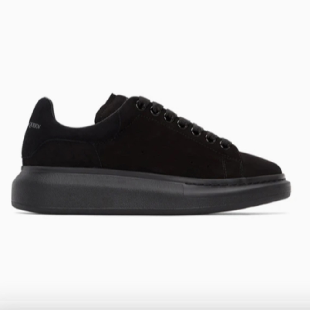 Alexander McQueen Black Suede Oversized Sneaker Womens Shoes Size 37.5 / 7.5 US